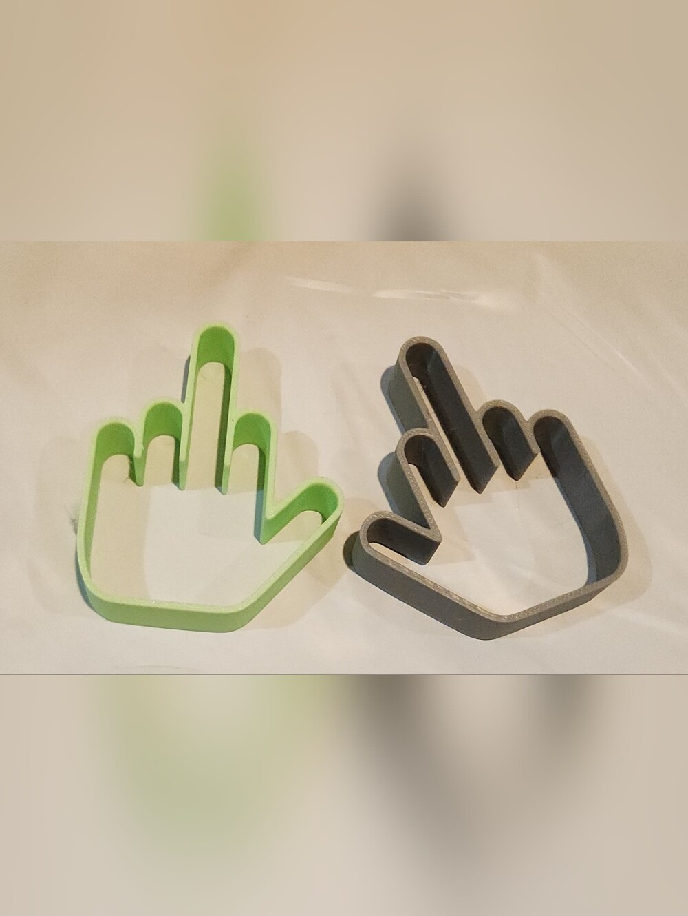 Funny Hand-Shaped Novelty Shelf Sitters in Glow & The Dark Green and Gray